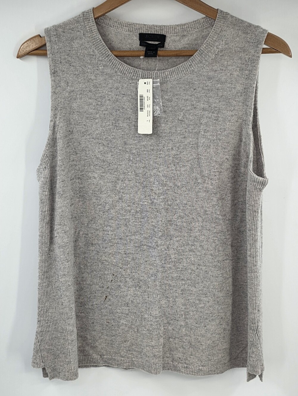 J. Crew Italian 100% Cashmere Large Gray Sleeveless Top Women's